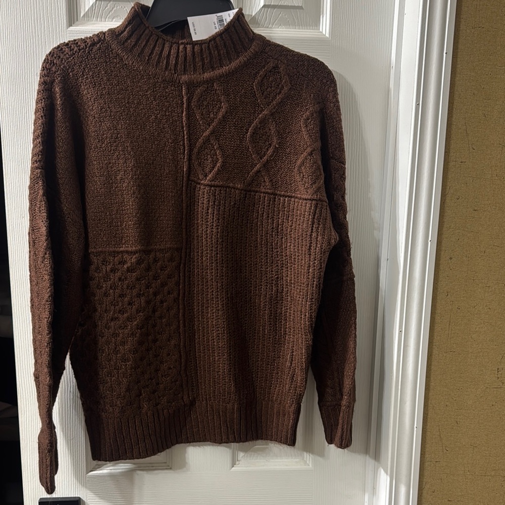 American Eagle Outfitters Brown Textured Turtleneck Sweater